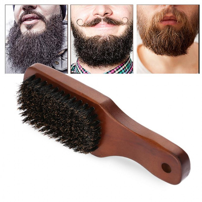Brosse barbe synthétique avec manche en bois